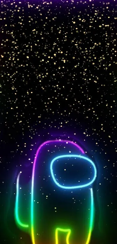 Neon galaxy spaceship with stars wallpaper.