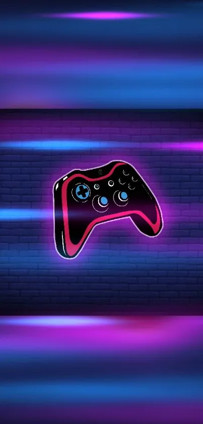 Neon pink game controller against a vibrant backdrop.