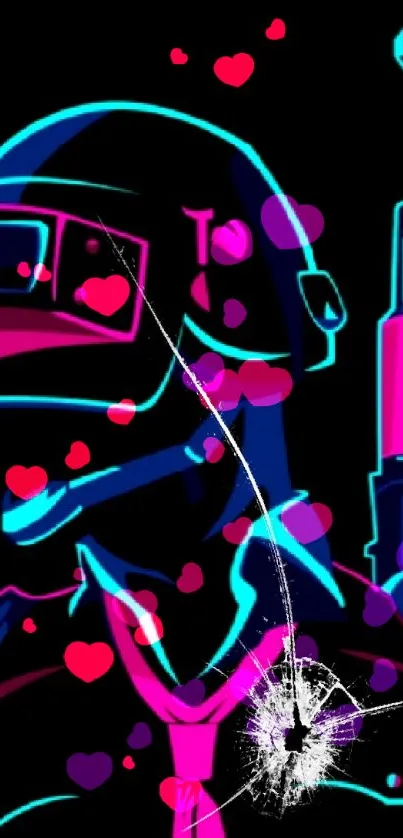 Neon-themed gamer artwork on a black background.