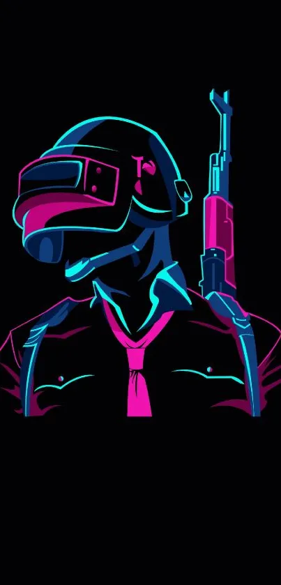 Neon gamer illustration wallpaper for phones.