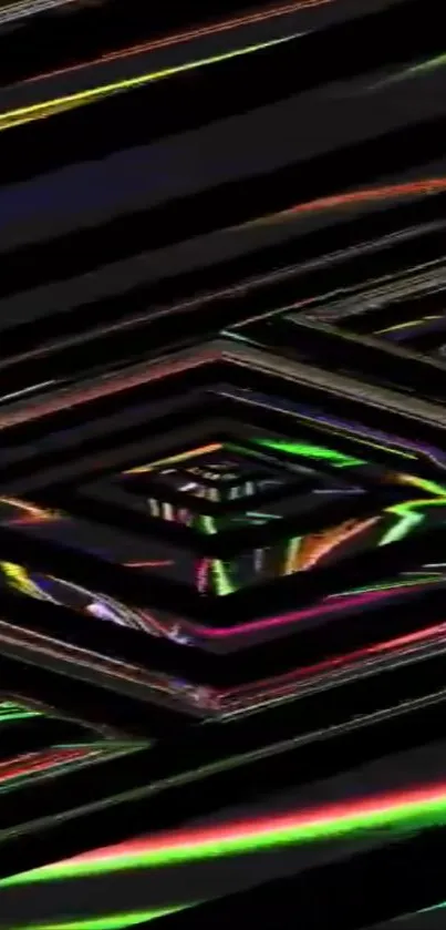 Vibrant neon geometric abstract design wallpaper.