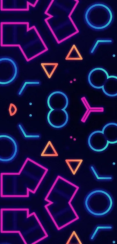 Vibrant neon geometric pattern wallpaper for mobile phones.