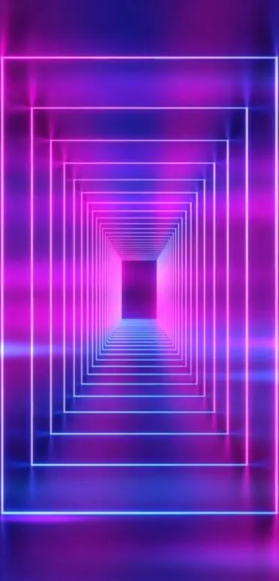 Vibrant neon geometric mobile wallpaper in purple and blue hues.