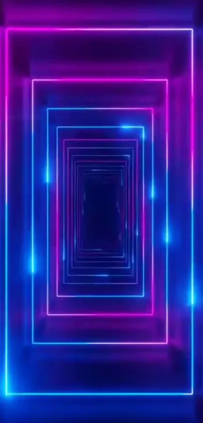Vibrant neon geometric tunnel wallpaper with bright colors.