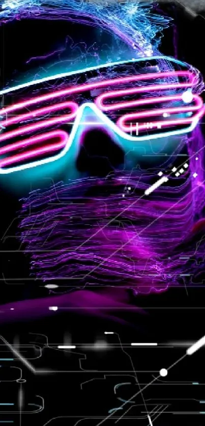 Futuristic neon glow abstract art with pink and blue highlights.