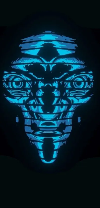 Neon glow alien face digital wallpaper.