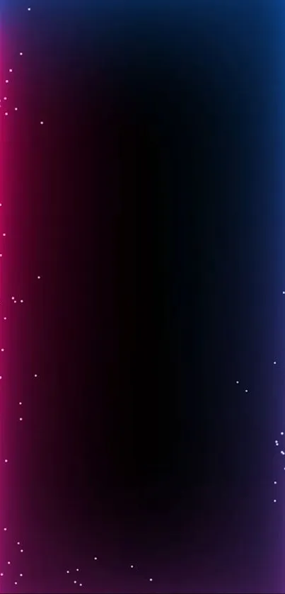 Neon glow phone wallpaper with pink and blue light beams on a black background.