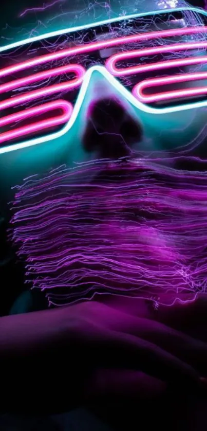 Neon light art with pink and blue glow for mobile wallpaper.