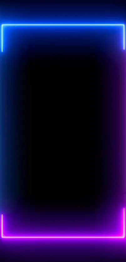 Neon glow phone wallpaper with blue and pink lights on a black background.