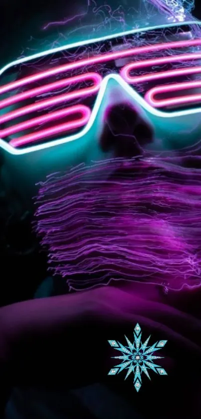 Neon abstract art with glowing colors featuring futuristic pink and teal elements.