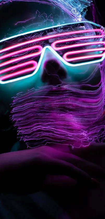 Neon portrait wallpaper with glowing effects.