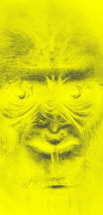 Neon gorilla art in vibrant yellow tones for a striking mobile wallpaper aesthetic.