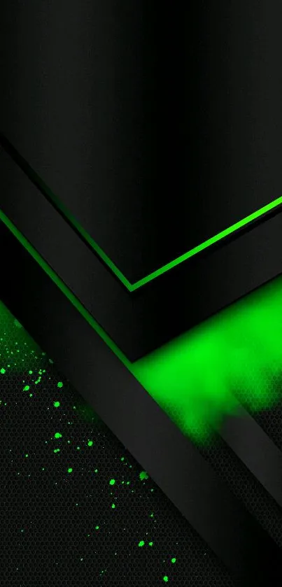 Neon green abstract mobile phone wallpaper with dynamic design.