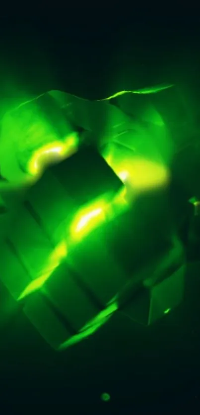 Neon green abstract design glowing brightly.