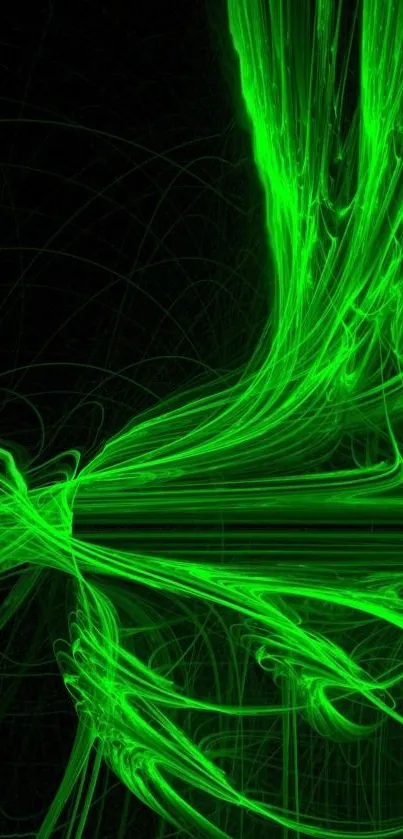 Vibrant neon green abstract wallpaper with dynamic light patterns.