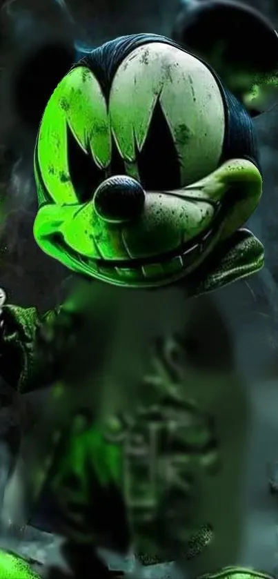 Neon green cartoon character mobile wallpaper.