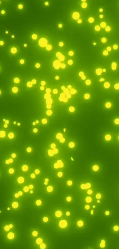 Neon green wallpaper with glowing dots pattern.