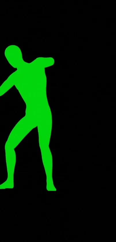 Neon green silhouette on a black background for mobile wallpapers.