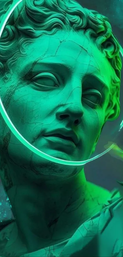 Neon green statue wallpaper with an artistic touch.