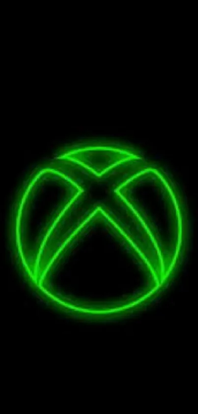 Neon green Xbox logo on black background wallpaper.