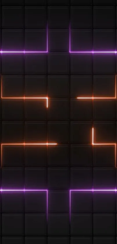 Neon grid wallpaper with glowing lines on a dark background.