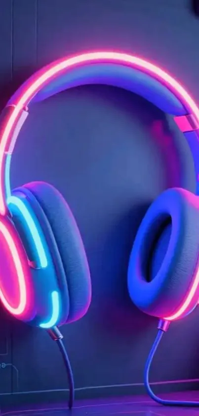 Vibrant neon headphones glow in a colorful digital art design.
