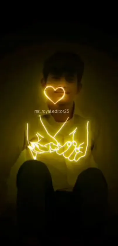 Artistic wallpaper with neon heart glow