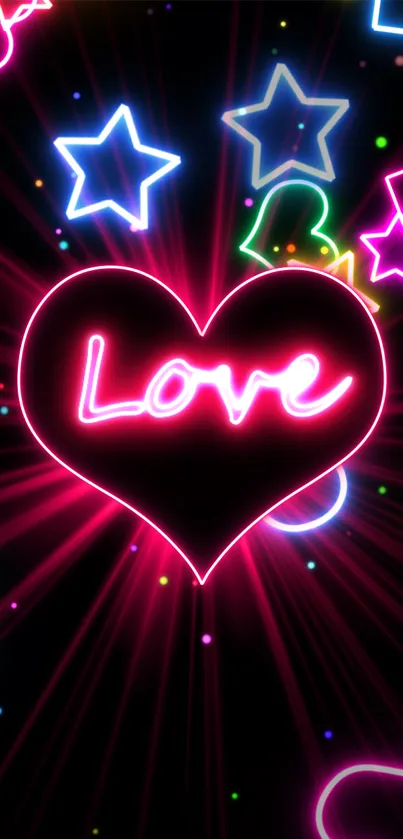 Neon Heart Love Wallpaper - free download