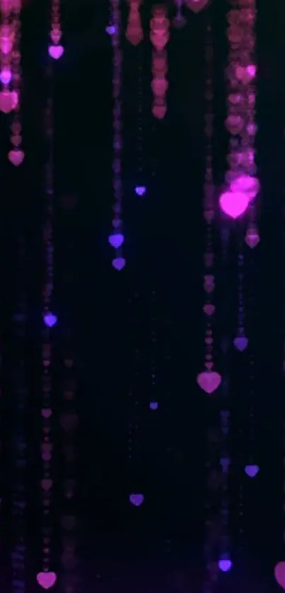 Neon heart wallpaper with purple glow and dark background.