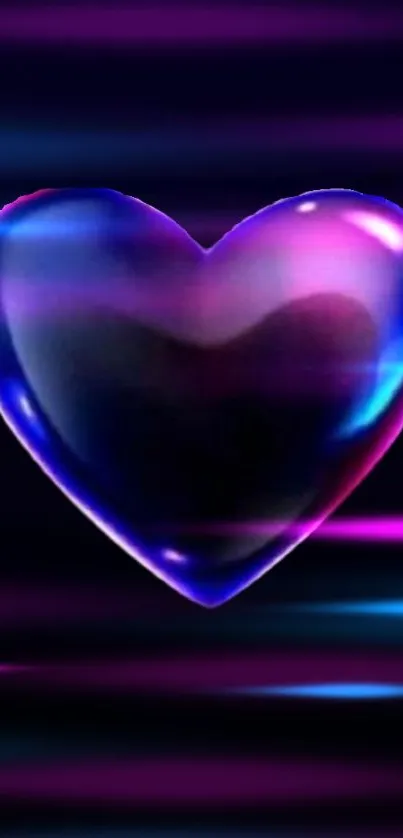 Neon heart pulsating on a dark background wallpaper.