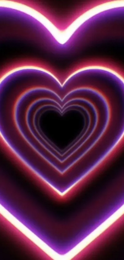 Neon heart spiral design with vibrant pink and purple hues.