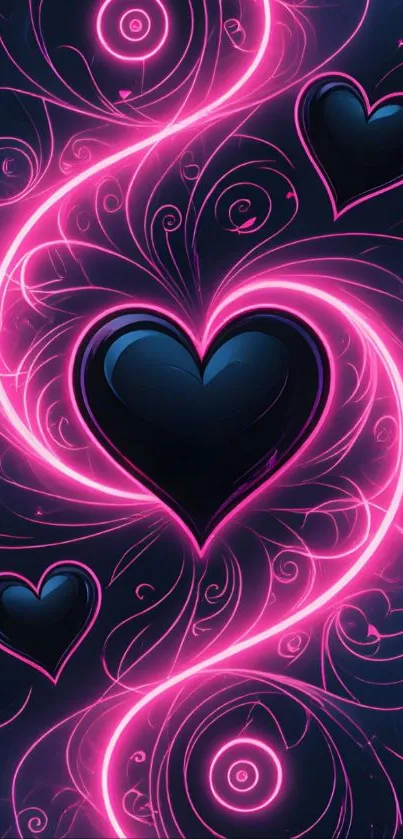 Neon heart swirl design with glowing accents.