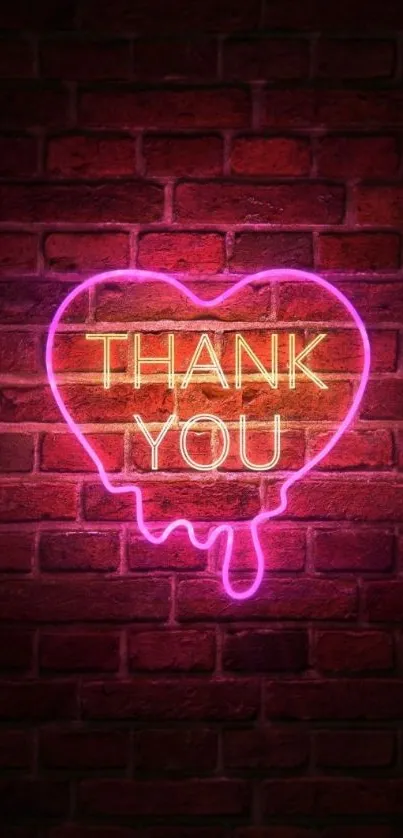 Neon Heart Thank You Wallpaper - free download