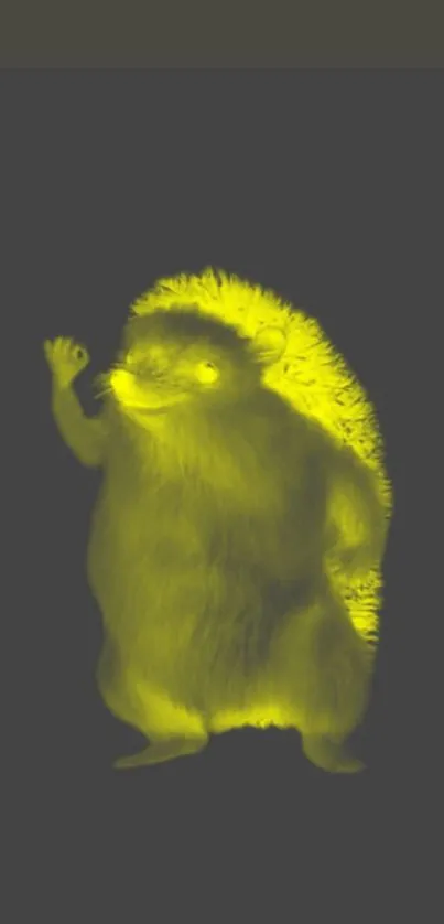 Neon yellow glowing hedgehog on dark background wallpaper.