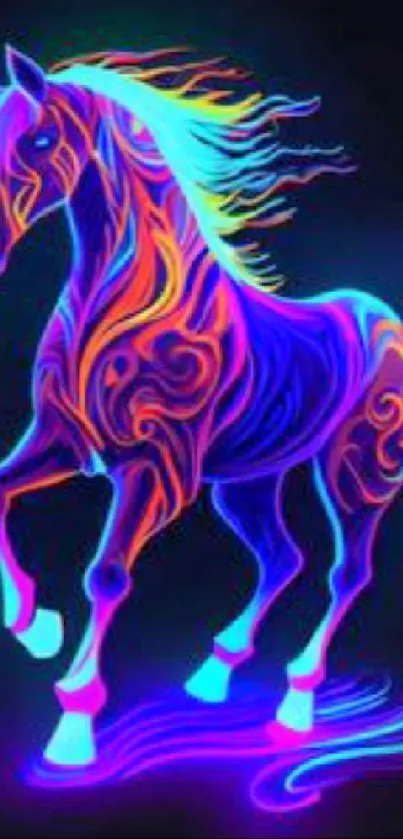 Vibrant neon horse artwork for mobile wallpaper in striking colors.