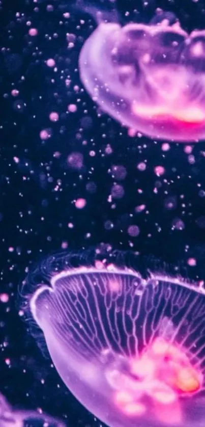 Vibrant neon purple jellyfish mobile wallpaper.