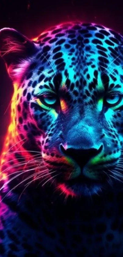 Vibrant neon leopard wallpaper with a striking blue design.