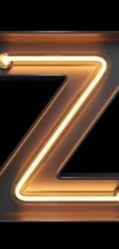 Neon glowing letter Z on black background wallpaper.