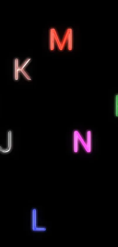 Vibrant neon letters on a black background for a stylish wallpaper.