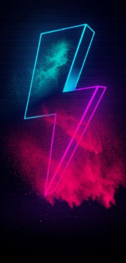 Vibrant neon lightning bolt in electric blue and pink hues.