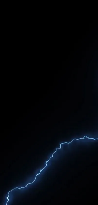 Neon blue lightning streak on a black background, perfect for mobile devices.