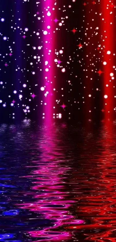 Vibrant neon lights reflecting on water wallpaper.