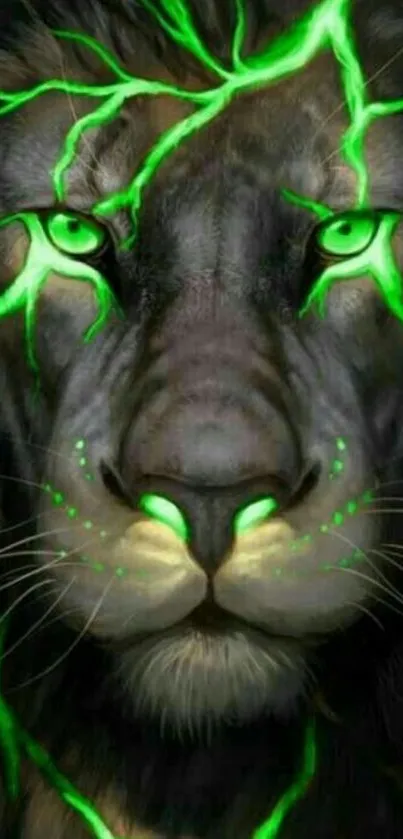 Vibrant neon green lion head wallpaper.