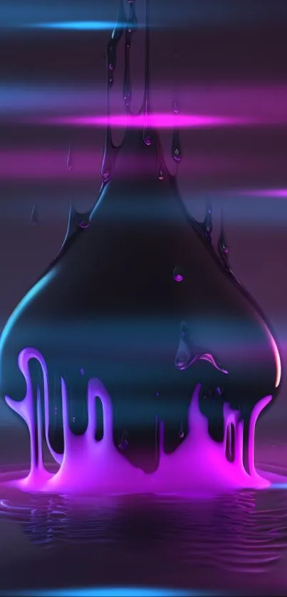 Neon liquid splash in purple and blue hues for a vibrant mobile wallpaper.