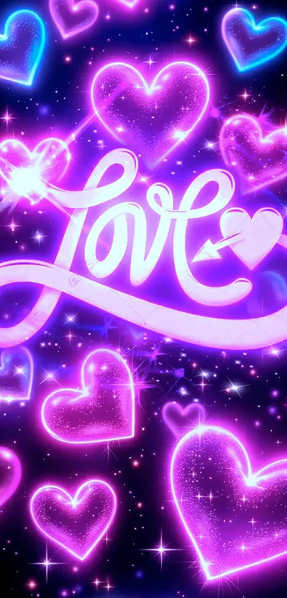 Neon Love Hearts Live Wallpaper