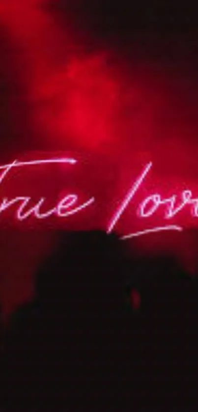 Neon red 'True Love' mobile wallpaper.