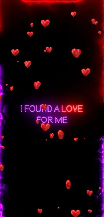 Neon love themed mobile wallpaper with red and purple. Perfect for a romantic vibe.