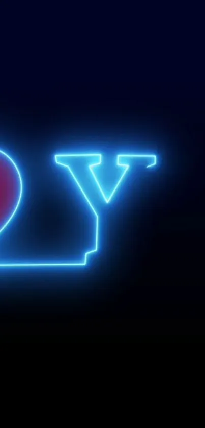 Neon love-themed wallpaper with blue and red glow.