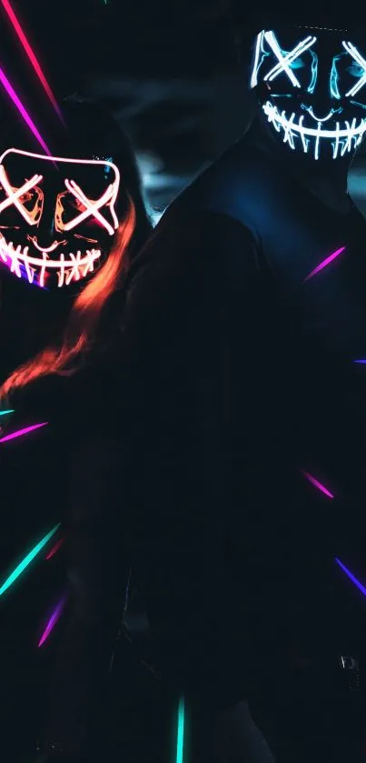 Neon mask Purge-themed wallpaper with glowing lights.