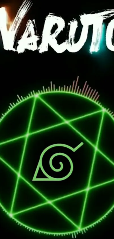 Naruto neon green wallpaper with iconic logo design.